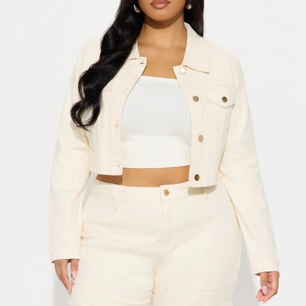 Stretch Denim Jacket - Cream